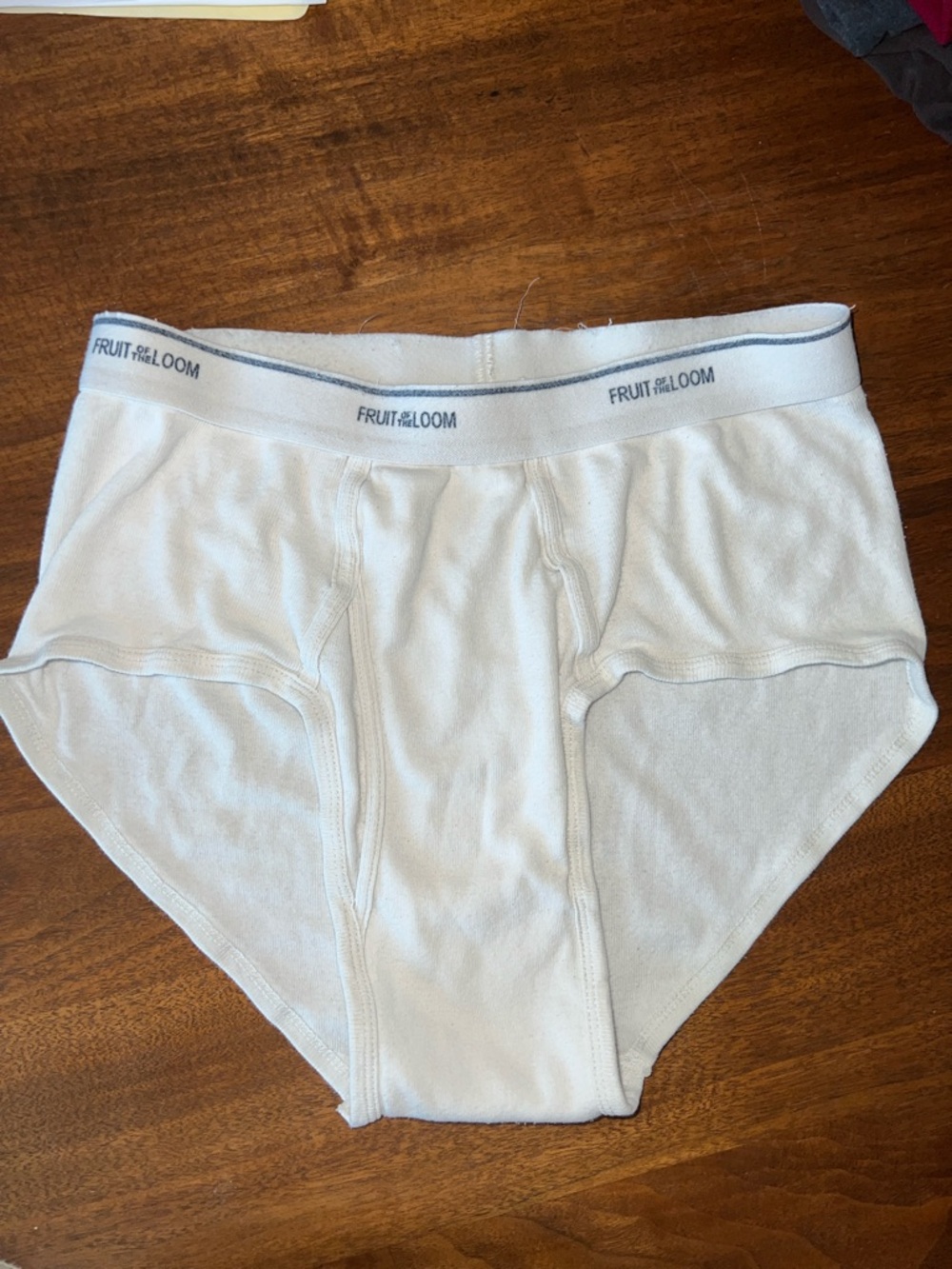 Vintage Fruit of the Loom Men's White Briefs with Logo Waistband
